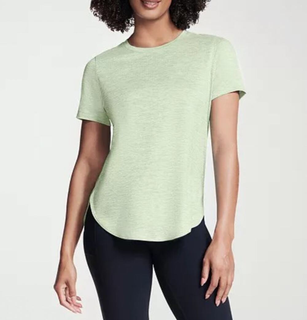 SKECHERS Women's GO DRI Swift Tunic Tee Medium Lime Green Short Sleeve NWT